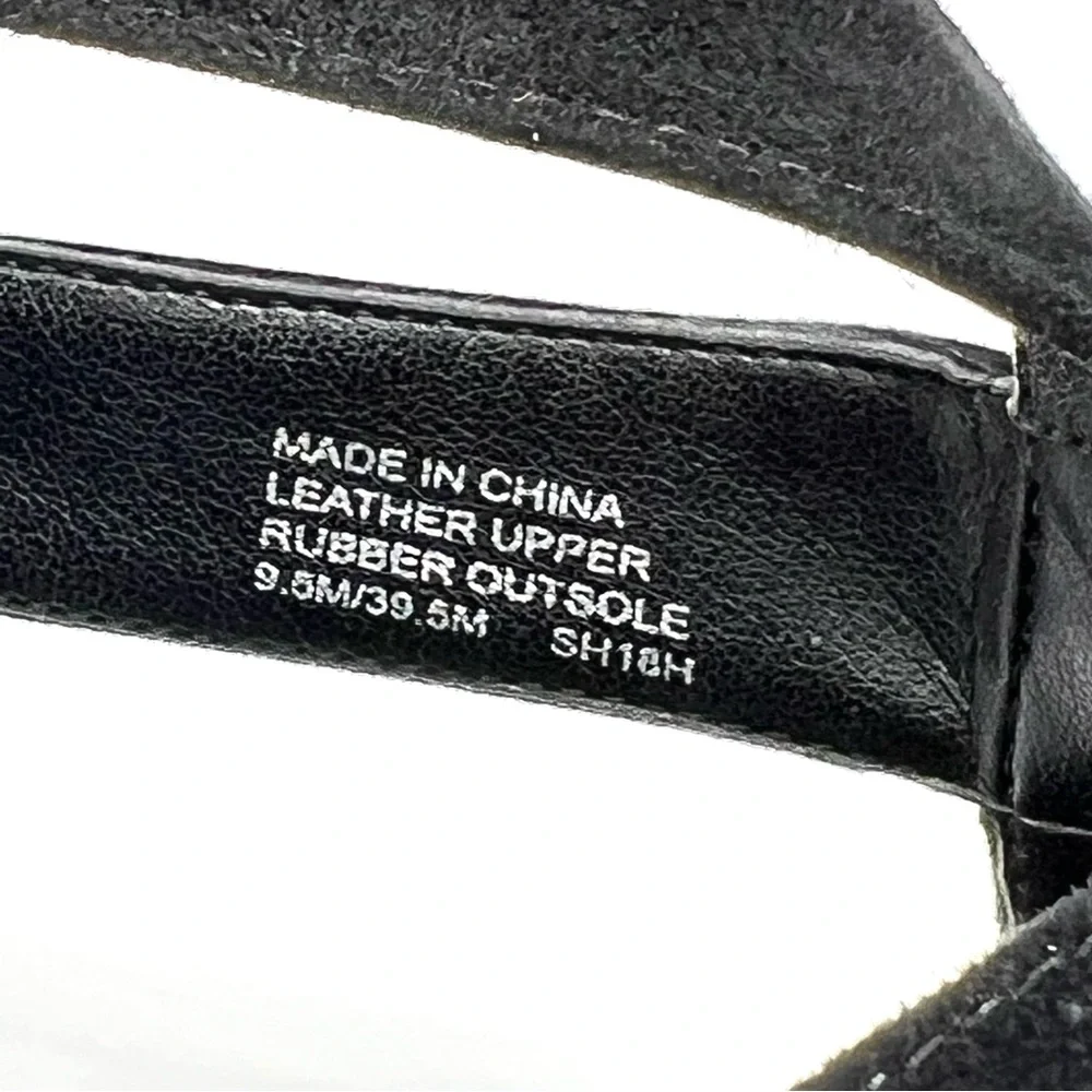MK‎ Michael Kors Womens Size 9.5 Black Suede Gold Stiletto Platform Heels Shoes
